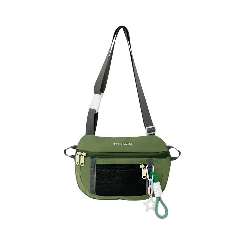 Blocking Fashionable Color Design Letter Printed Kid Shoulder Bag With Pendant