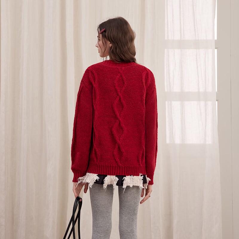 UNIFREE Women's Retro Sweet Color Block Tassel Pullover Sweater