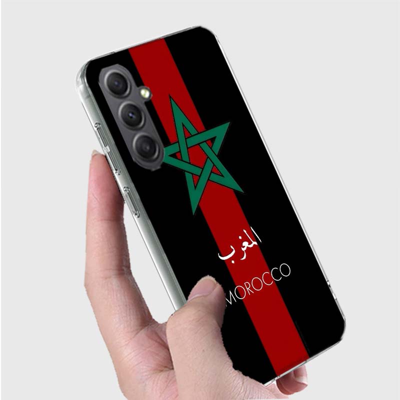 Morocco Flag Soccer Phone Case For Samsung A16 A26 A36 A56 A17 A03S A04S A02S A05S A50S A30 A20 A70S A40 A21 Galaxy Note 20 10 9