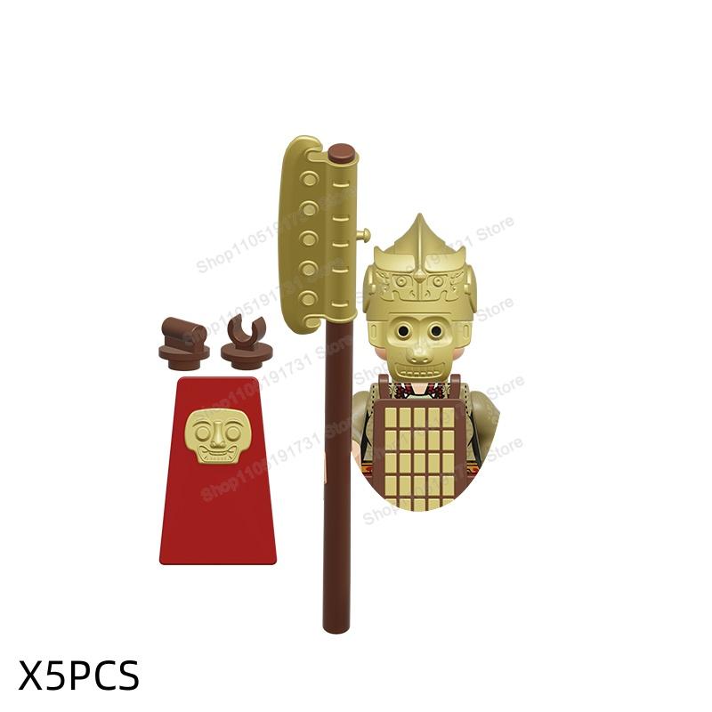 MOC Chinese Soldier Figures Building Blocks Shangzhou Dynasty Qin Dynasty Castle Warrior Knights Army Accessories Bricks Toys