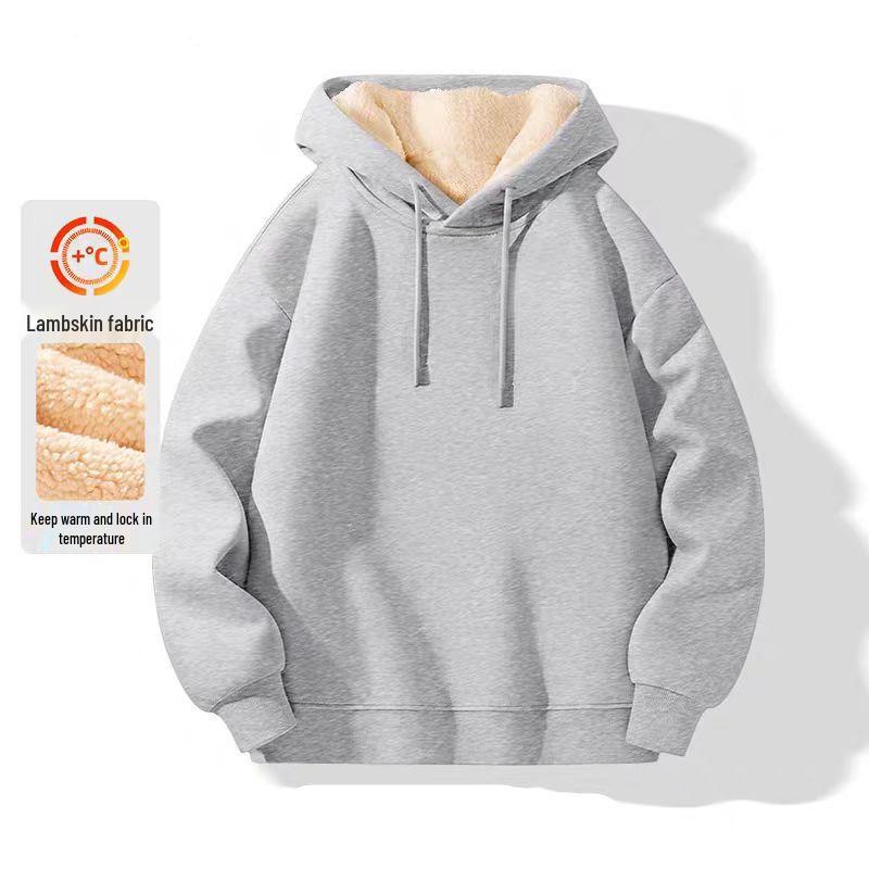 Men's Lambswool Hoodie - Plus Velvet, Thick, Loose Fit, Cold-Resistant, Hooded Jacket for Teens (Autumn/Winter)