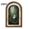 Halloween Spooky Decorative Sign Ghost Wall Decor, Cute Table Sign, Vintage Arch Framed Fall Season Accent Picture, Art for Mantel Living Room Bedroom