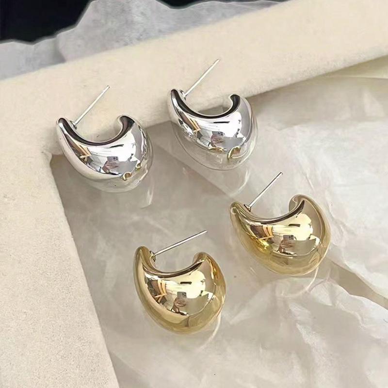 4pcs/Set Gold and Silver Asymmetrical Waterdrop Earrings, European and American Style, Simple and Geometric, Acrylic for Daily Casual Wear