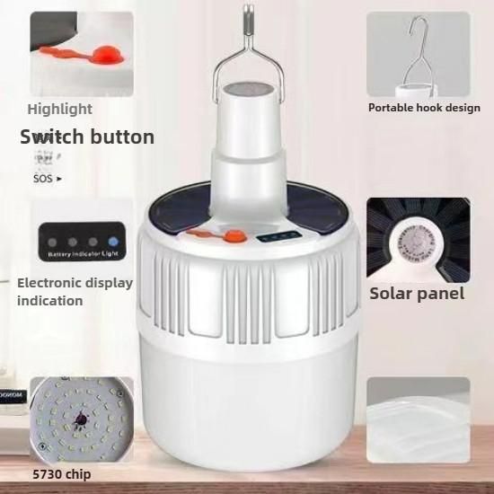 Solar Charging Remote Control Led Super Bright Power Failure Energy Saving Emergency Light Bulb