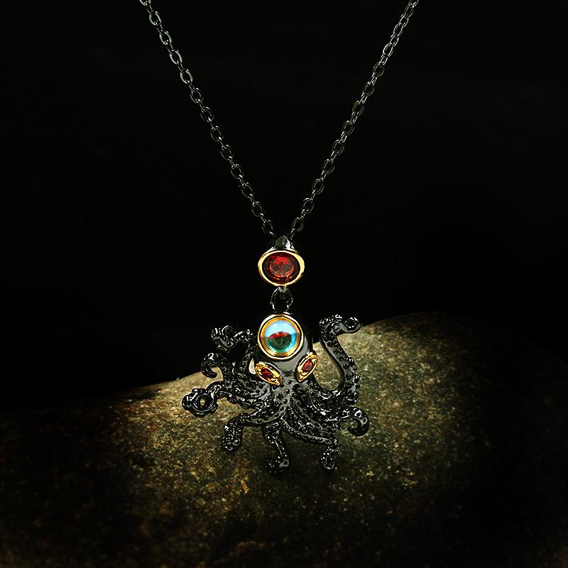Black and Gold Two Color Octopus Necklace Accessories Halloween Fashion Gifts