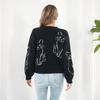 GMXIA Damenmode, lässig, Kätzchen-Druck, Herbst-Winter, langärmelig, halber Rollkragenpullover, lose Pullover