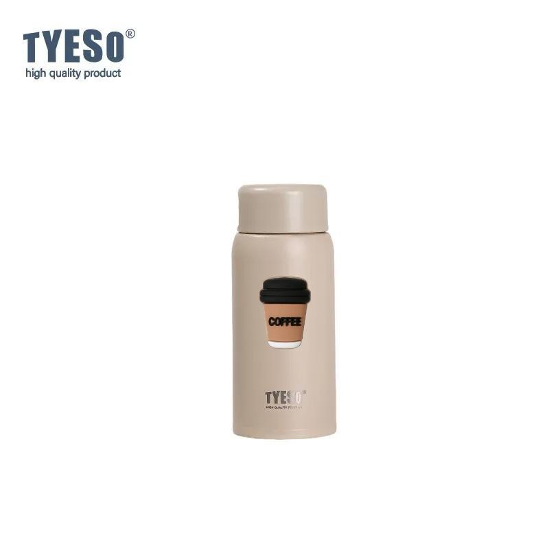 Tyeso 150ml Pocket Insulated Water Bottle Stainless Steel Compact Slim Design High Aesthetic Appeal Cute Perfect for Work Office with Coffee Sticker