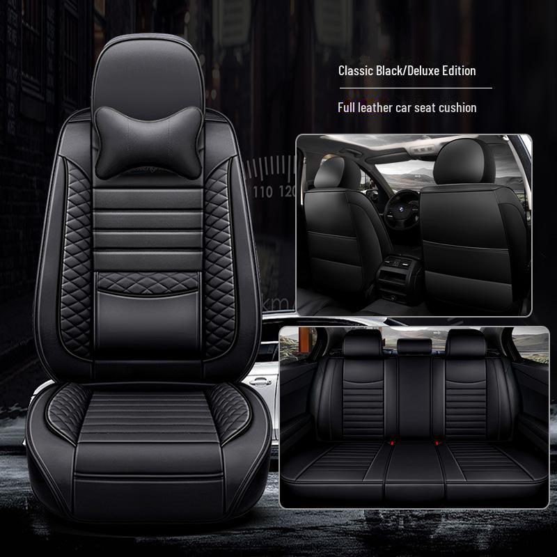 Full-Cover Leather Car Seat Cushion - Ice Silk, Universal Fit, Five Seats