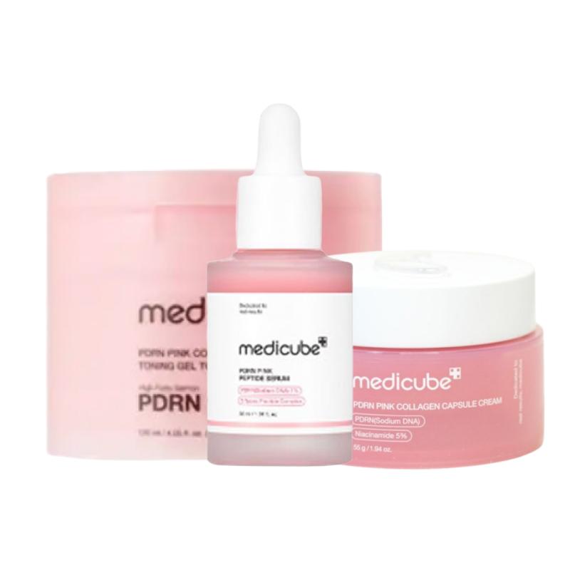 

Medicube PDRN Pink 3-Step Set (Collagen Gel Toner Pad 70 Sheets + Pink Ampoule 30ml + Collagen Capsule Cream 55g) Firming & Elasticity Care