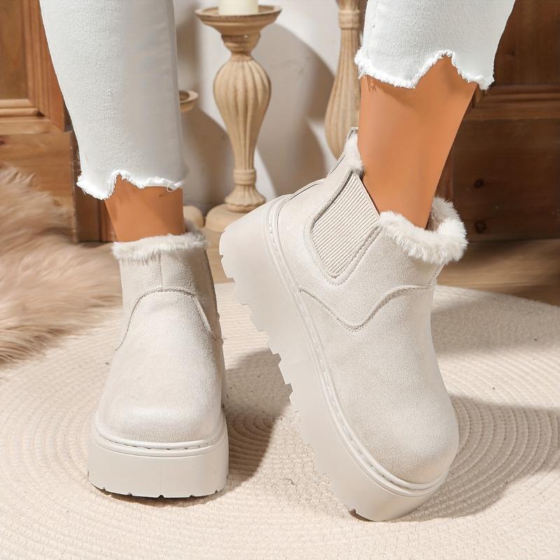 

Женские зимние ботинки на толстой подошве, теплые ботинки с флисовой подкладкой, с нескользящей резиновой подошвой 44 белый