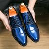 New Men's British Blue Gold Black Patent Leather Height Increasing Shoes Male Monk Strap Formal Wedding Prom Homecoming Oxfords