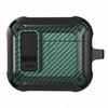 For AirPods 4 Bluetooth-compatible Earphone Cover Carbon Fiber Texture TPU+PC Anti-Drop Case with Buckle
