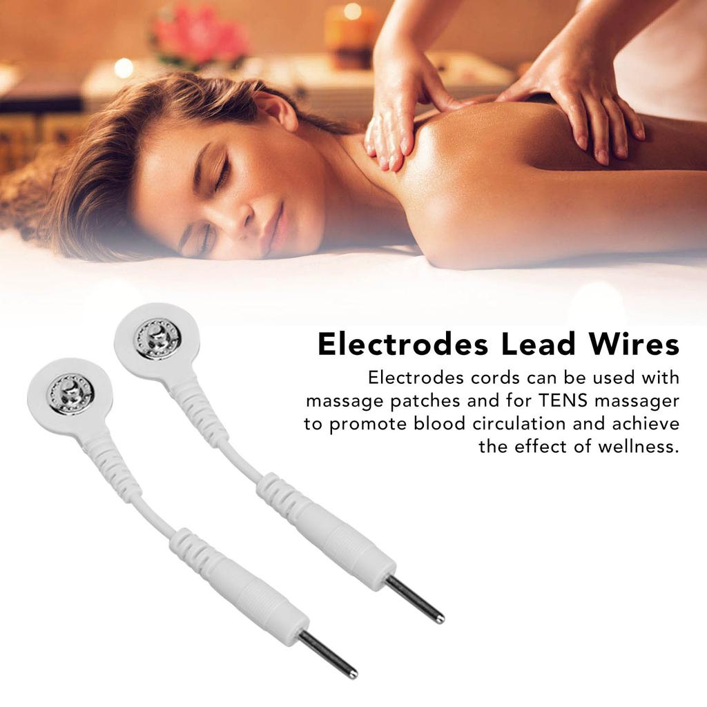 20Pcs Electrode Wires 2.0in Portable Replacement Button Electrode Lead Wires for Therapeutic Instruments White