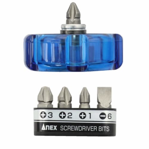 ANEX Screwdriver, Interchangeable, Starbee Wide Handle, 5-Bit Set, No. 62