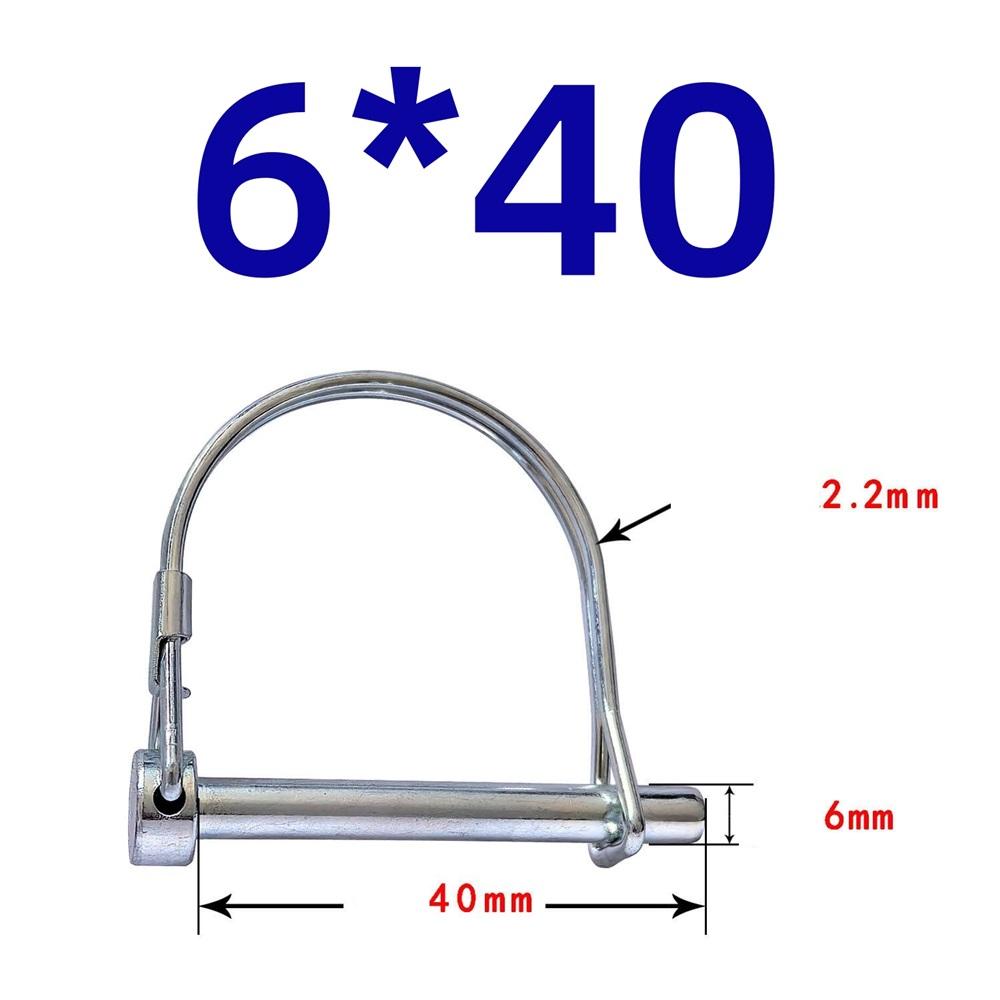 10Pcs Wire Lock Pin, Carbon Steel Shaft Locking Pin, Round Loop Wire Lock Pin for Track Farm Lawn(6*50)