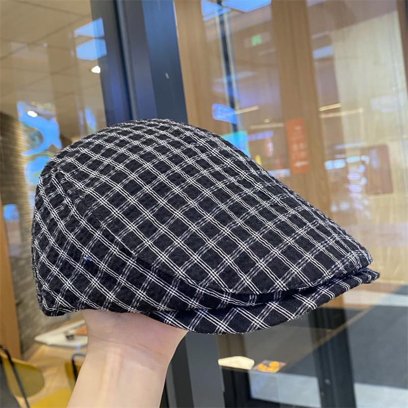 Fashion Cap Beret For Women With Grid Design And Wide Brim For Outings Casual