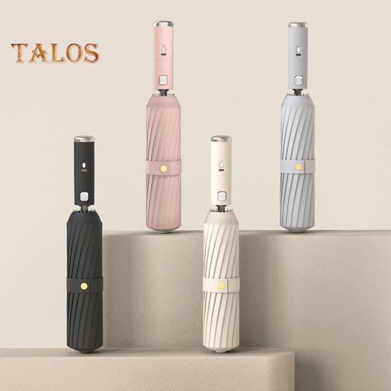 Folding Umbrella with Fan 3 Speed Adjustable USB Rechargeable UV Protection Umbrella Portable Waterproof Windproof Summer Outdoor Sun Rain Umbrella