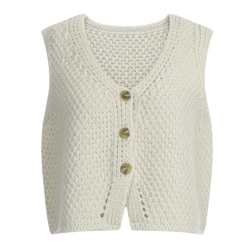 Shop Women S 6 Color Cropped Button Stretch Knit veSt Red Bom wvS 20784