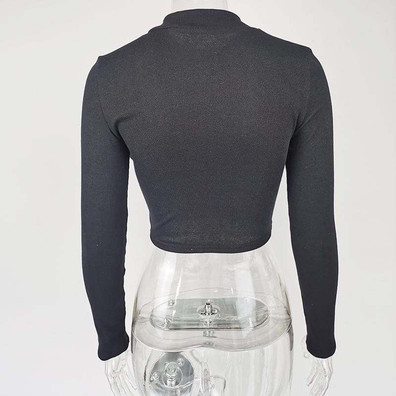 2025 Autumn Long-Sleeve Zipper Cropped Slimming Top