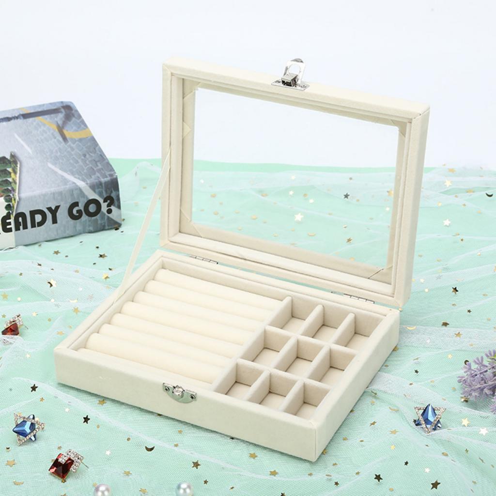Dustproof Jewelry Display Box Tough Ring Necklace Earrings Brooch Box Flip Top Jewelry Box Compact For Bedroom Gift Jewelry