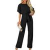 Solid Color Short-Sleeve Tie-Sleeve Romper Jumpsuit