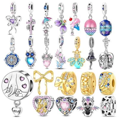 Original Copper Golden Charms Bow Easter Eggs Bead Firefly Butterfly Pendants Fit 3Mm Bracelet Diy Jewelry Gift