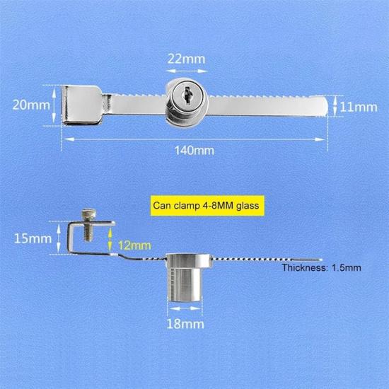4Pcs Sliding Glass Door Lock Display Case Lock Ratchet Lock with Chrome Finish, Security, Keyed Alike Showcase Display(Universal Key)