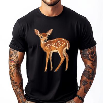 A Deer Fawn That Attracts And Girls Graphic Shirts Unisex Camisetas Designer T Shirt Winter T Shirt Unisex Unisex Tops Tees