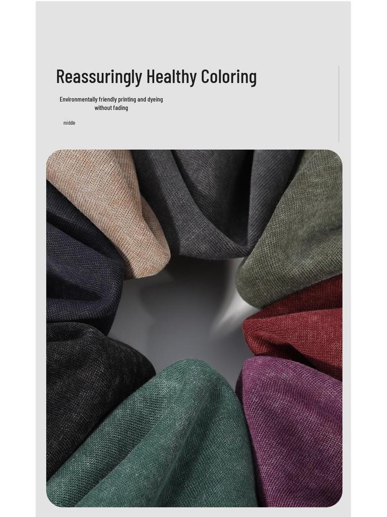 350g Vintage Washed Men's Hoodie - EU Size, Drop Shoulder, Solid Color, Thickened, Heavyweight