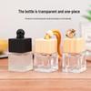 Square Wooden Lid Car Diffuser Bottle for Essential Oils - Empty Glass Perfume Refill Pendant.