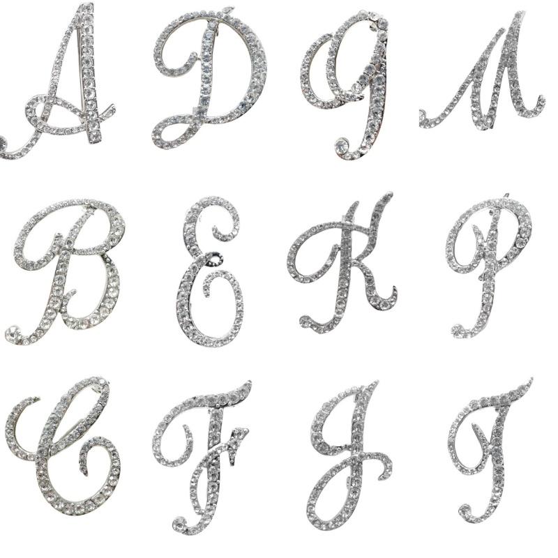 Fashion Alphabet Letter Brooch Pin Full Crystal Rhinestone Encrusted Minimalist Clothing Accessory For Women