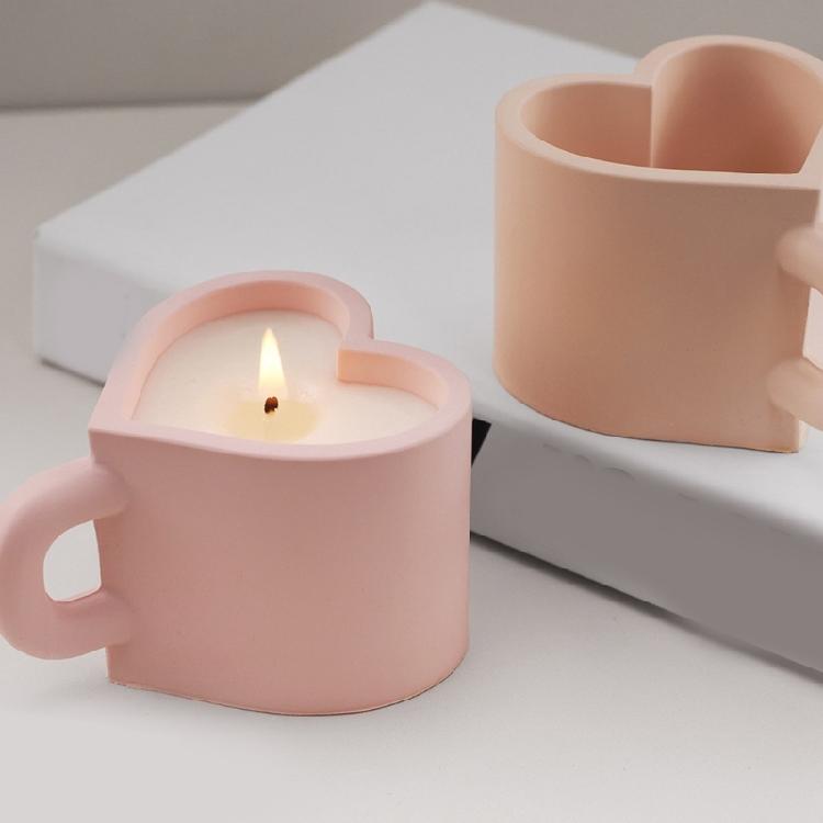 Mehrzweck Silikonform Herz Teetasse Form Zementformen Harz Kerzenbecherform Dekorative Tabletts Formen für Projekte
