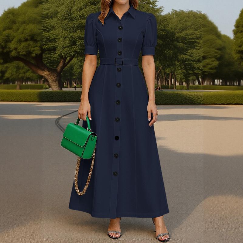 

ZANZEA Женское летнее платье с коротким рукавом и отложным воротником 4XL темно-синий