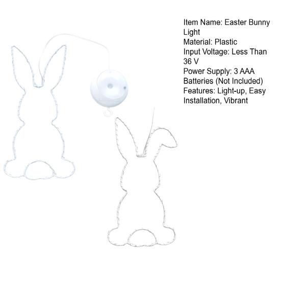 2 Pcs Easter Window Light Battery Operated LED Bunny Silhouette Lights Suction Hanging Fairy String Light for Indoor Outdoor Decor