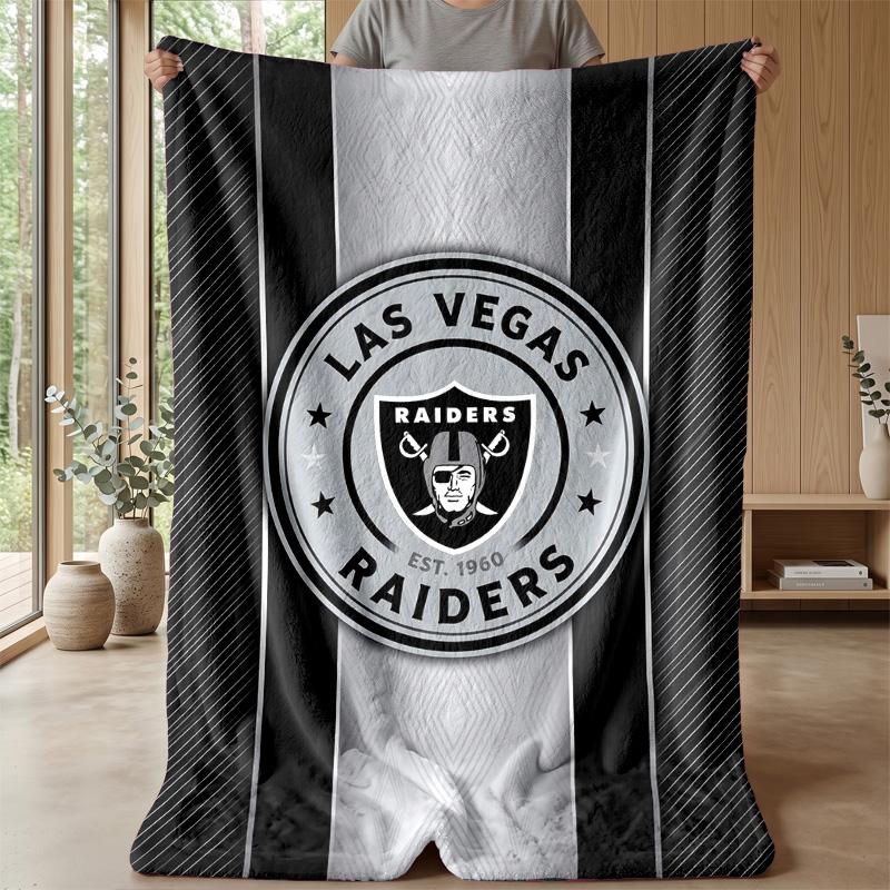 Las Vegas Raiders Flannel Fleece Blanket Cozy Warm Throw Blanket For Couch Bed Travel All Season Use