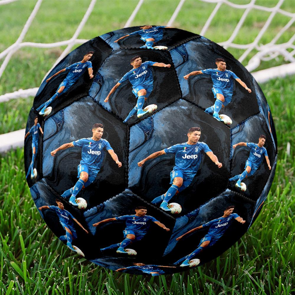 Cristiano Ronaldo Cr7 Juventus Action Size 5 Soccer Ball Machine-Stitched Indoor/Outdoor Training and Matches Perfect Commemorative Gift for Soccer Lo