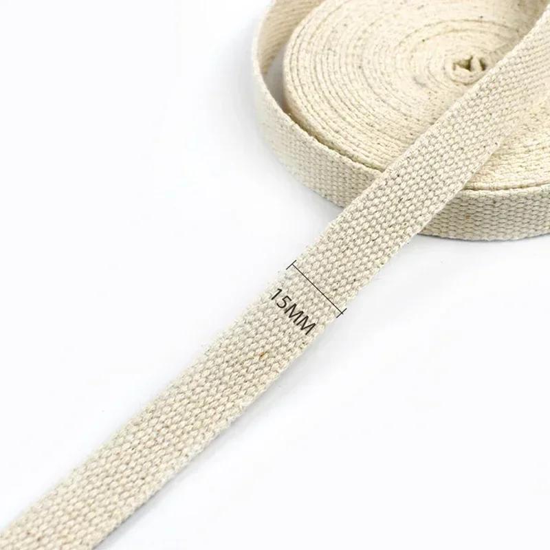 2/5/10M Meetee 10-50mm Sangle en Coton Beige 1.5mm d'Épaisseur Ruban Toile pour Sacs Sangle Vêtements Bricolage Bande à Coudre Accessoires