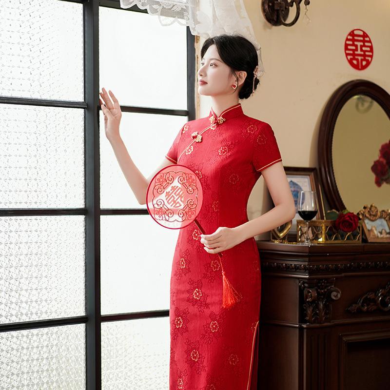 1011 spring and summer new improved cheongsam lace dress slim retro temperament fashion daily performance clothes