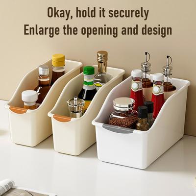 Kitchen Counter Organizer Condiment Bottles Storage Box Spice Jars Holder Storage Bin with Handle for Canned
