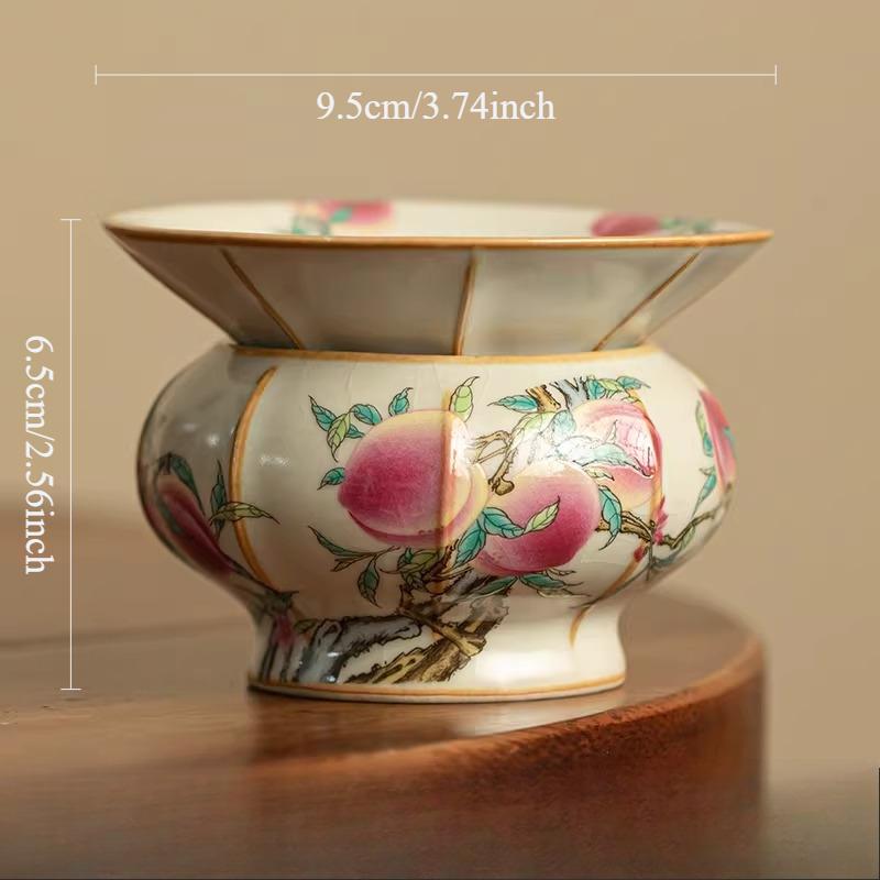 1 Set Ru Kiln Peach Tea Leakage Chinese Ceramic Tea Filter Household Filter Screen Tea-water Separation Teaset Accessories
