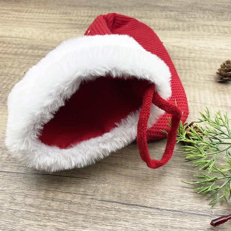 High-End Red Christmas Knitted Stockings with 26 Letters for Gifts & Decorations