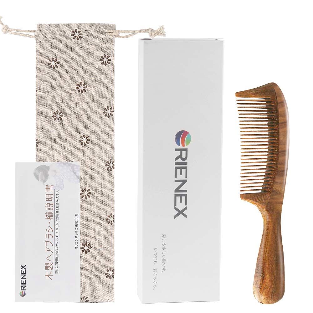 ORIENEX Premium Wooden ORIENEX Comb, Hairbrush, Massage, Anti-Static, (Green Sandalwood)