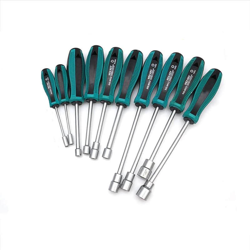 

Meichoon 10pcs Socket Wrench Screw Driver Non-Magnetic Tip Metal Hex Nut Key Wrench Screwdriver Nutdriver Hand Tool 3-10mm,DF07 10pcs