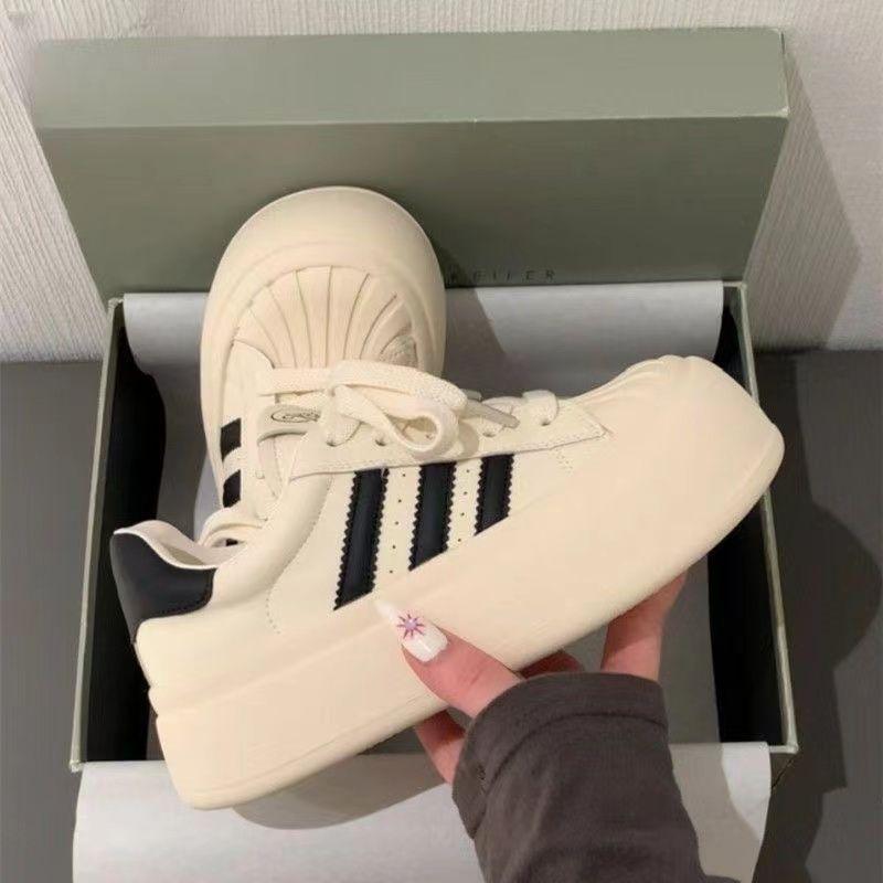 Thick-soled Shell Head Little White Shoes Women's 2025 Cotton Niche Design Sense Popular German Training Shoes Super Fire Casual Board Shoes