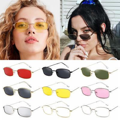 Fashion UV400 Candy Colors Metal Frame Sun Glasses Small Retro Shades Rectangle Sunglasses