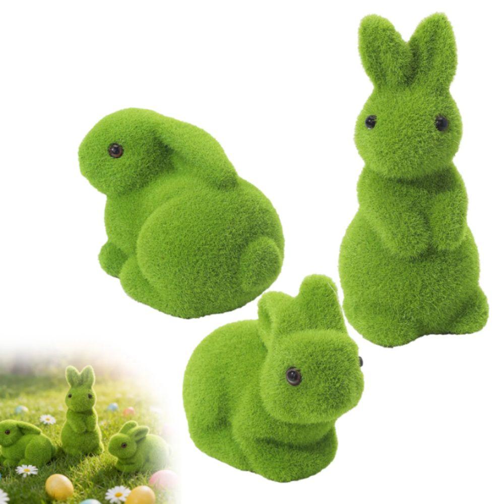 Moss Green Easter Decorations Simulation Moss Easter Bunny Figurines Bunny Figurine Outdoor Patio