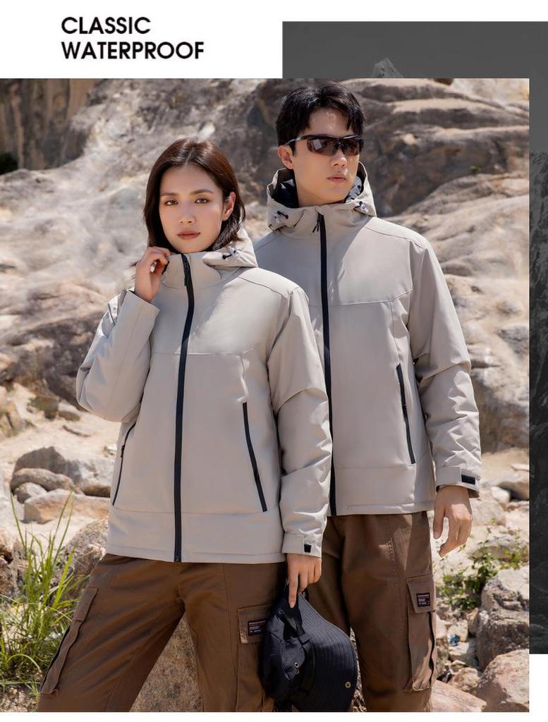 Men's and Women's Cotton-Padded Jacket: Thick, Warm, Hooded, Customizable Logo Windbreaker for Outdoor Work