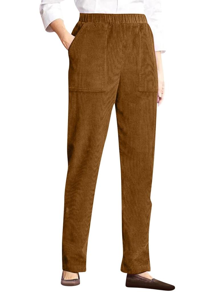 Women's Autumn/Winter Corduroy Elastic Waist Straight-Leg Pants