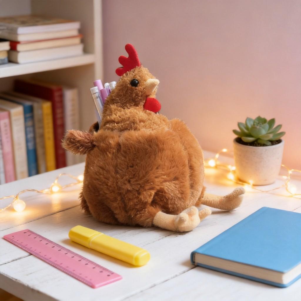 Dieren Pluche Etui Met Cartoon Haan Ontwerp Voor Studenten En Kinderen