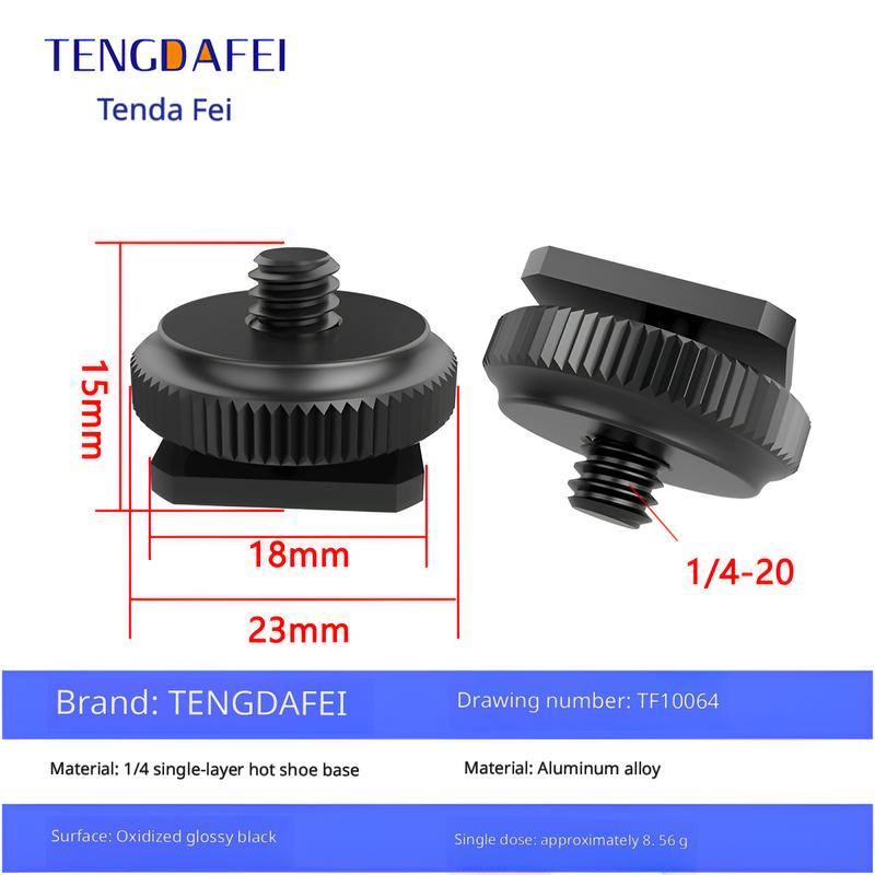 1/4 Camera Hot Shoe Mount with 3/8 Cold Shoe Adapter, 5/8 Adapter Base & Tripod Head Extension Screw for Flash Stand Base
